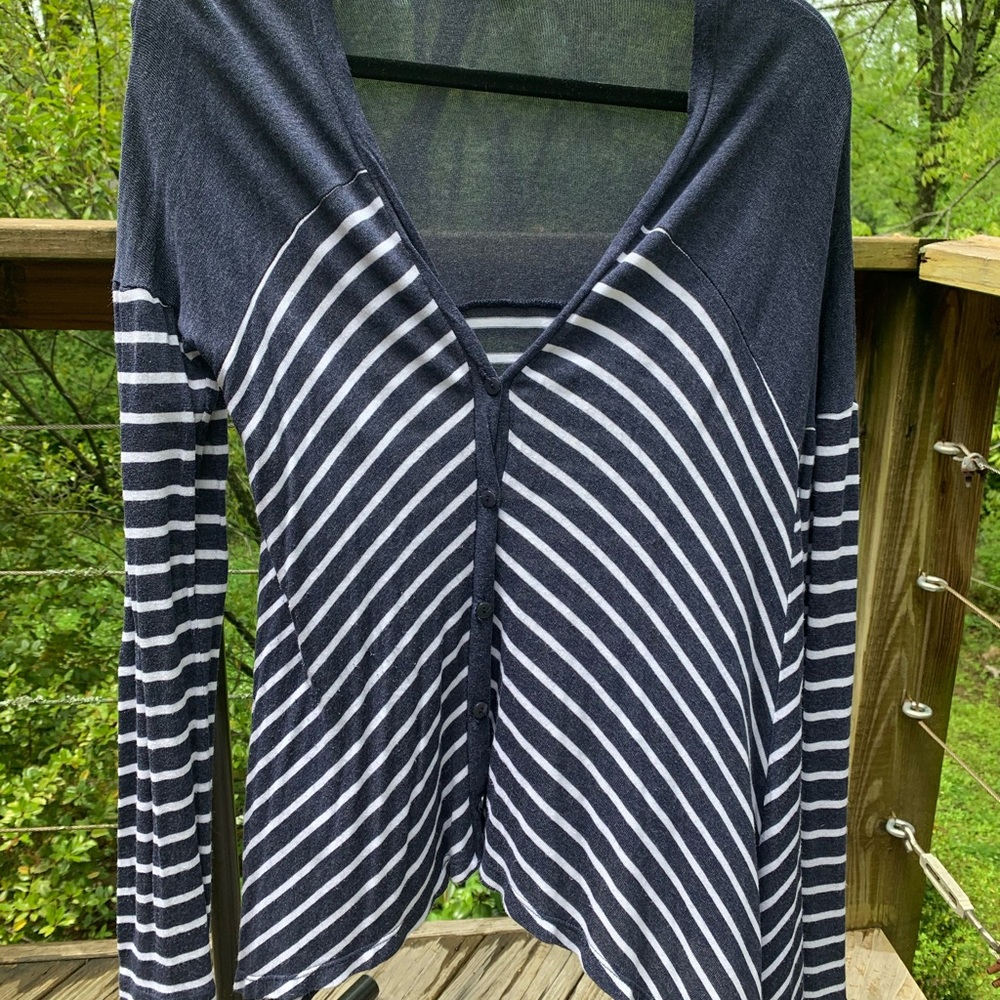 Navy Striped Cardigan